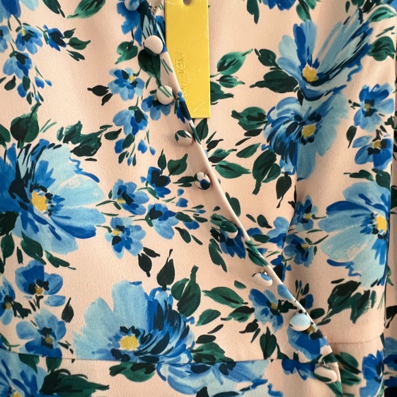 Alexa Admor peach and blue floral wrap dress with button detail - Picture 3 of 5
